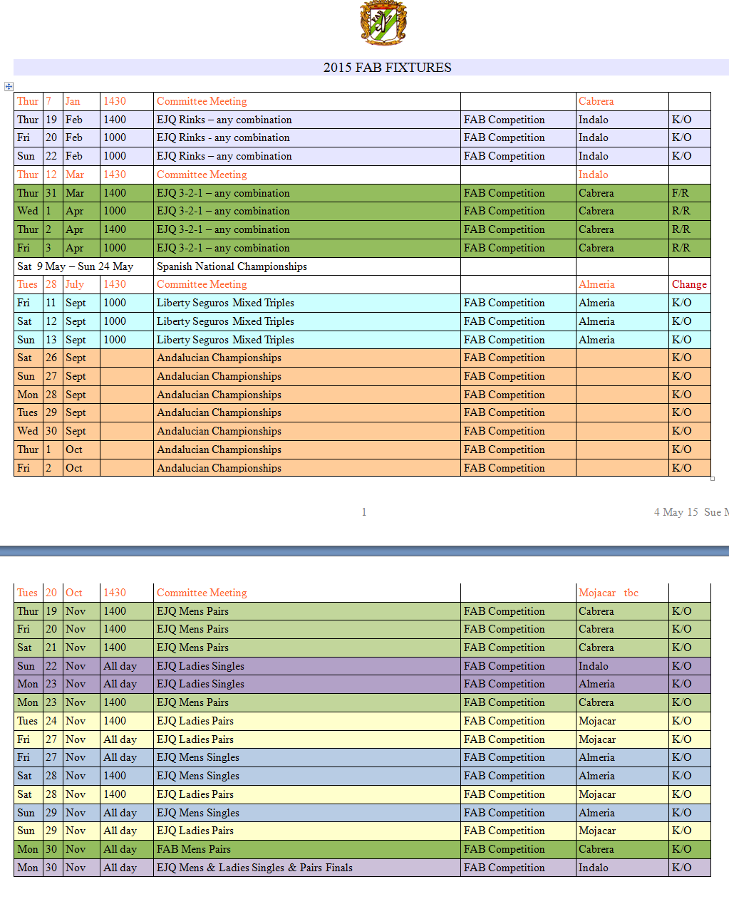 2015 FEB Calendar